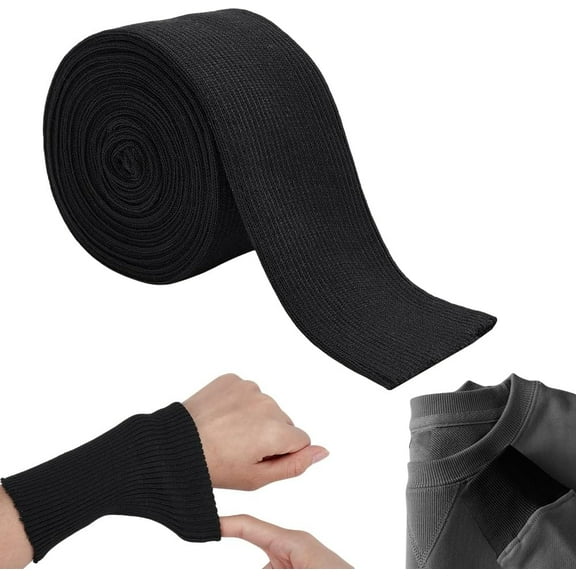 2 Yard Rib Knit Cuff 2.4inch Collar Sleeve Cuffs Trim Neckline Waistband Material Cotton Ribbing Cuff for DIY Waistbands Collar Trim Jacket Sewing Accessories Black