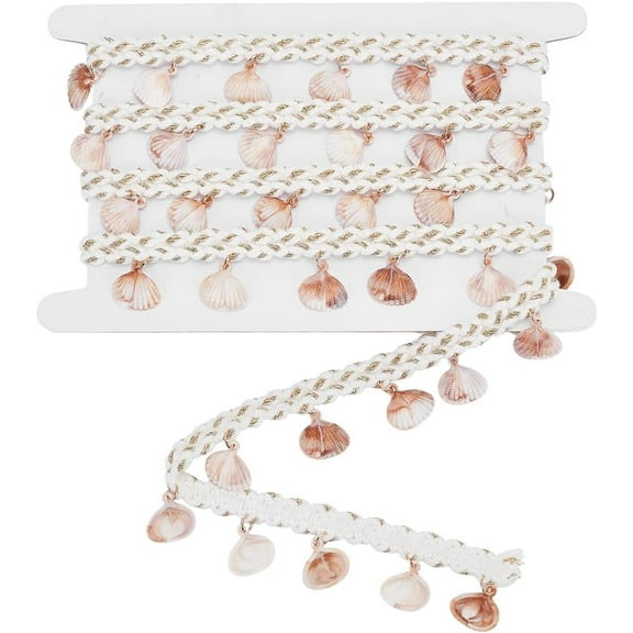 2 Yard Shell Fringe Trim 1-1/4 Inch Wide Shell Tassel Border Ethnic Craft Ribbon Sewing Fabric Trim Shell Boho Lace Trimming