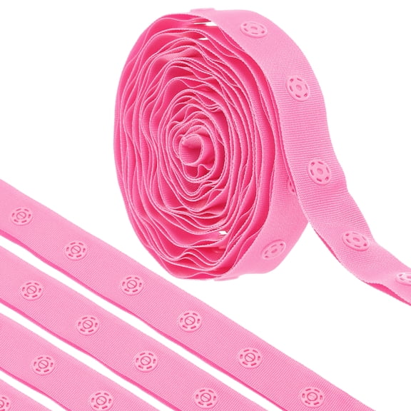 Uxcell 2 Yard Snap Button Tape for Sewing Cotton Snap Button Trim Fastener Buckles Tape for Clothes Fabric DIY, Pink