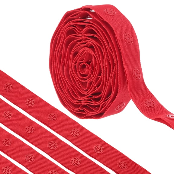 2 Yard Snap Button Tape for Sewing Cotton Snap Button Trim Fastener Buckles Tape for Clothes Fabric DIY, Red