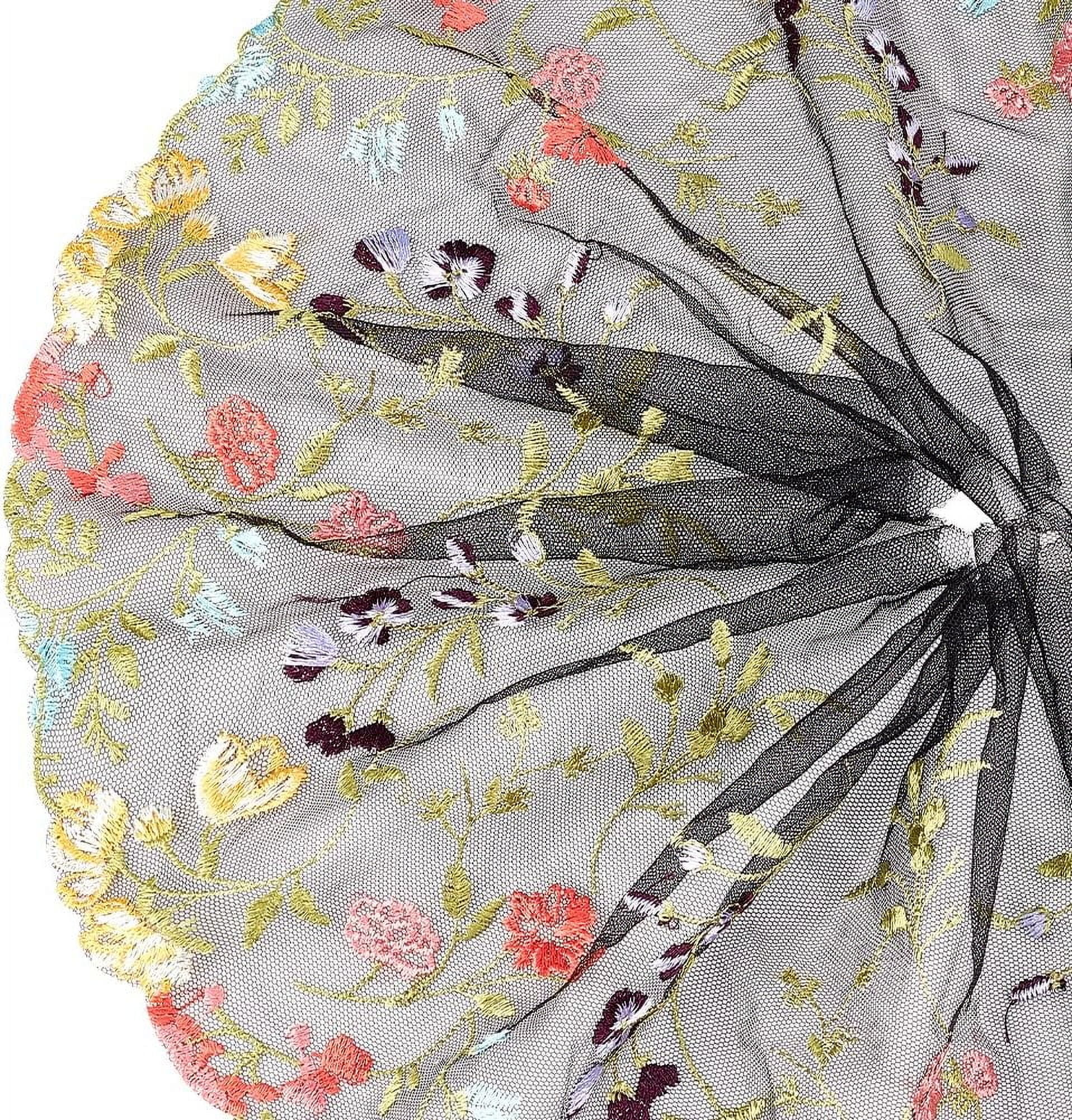 2 Yards 3D Floral Flower Embroidered Tulle Lace Fabric 7 Inch Mesh Lace Fabric Embroidery Garment Accessories for DIY Handmade Clothing Wedding Dress Home Decor DIY