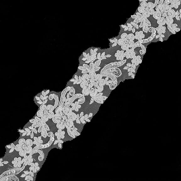 2 Yards Beige Luxury Beaded Embroidery Flower lace 2.36 Inch Polyester Ribbon Floral Applique Lace Trim