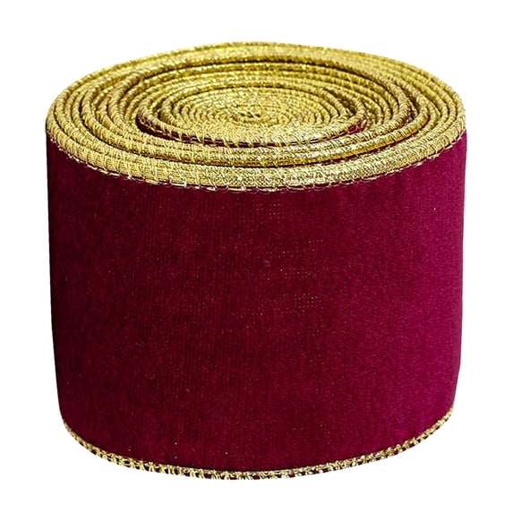 2 Yards Christmas Velvet Wired Ribbon,2.48 Inch Wide Velvet Wired Ribbon for Christmas Tree Decoration,Gold Wired Edge Velvet Ribbon for Christmas Gift Wrapping,Bows Gralands Home Decor,Z-Wine Red