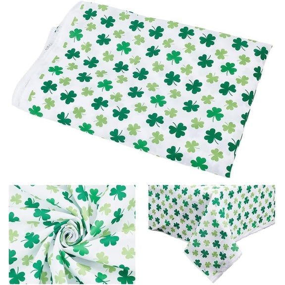 2 Yards Clover Fabric 59.8inch Wide Shamrock Fabric by The Yard Leaf Pattern Fabric Lucky Green Decorative Polyester Fabric DIY for DIY Sewing Furniture Home Accents Green&White