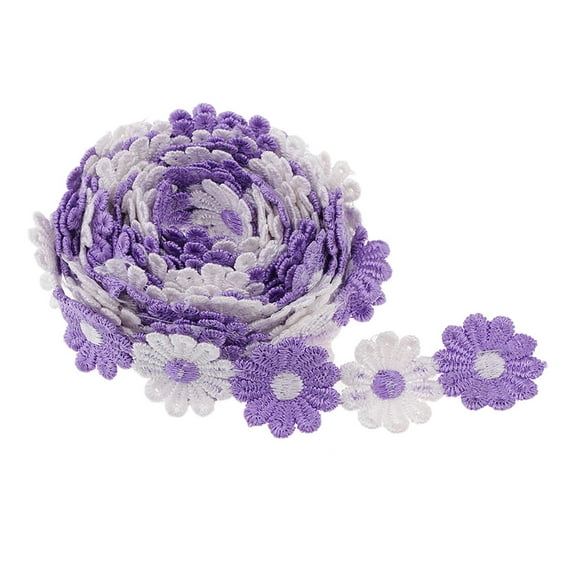 2 Yards Colorful Flower Lace Edge Ribbon 2.5 cm Width Edging Embroidered Applique Sewing Craft - White