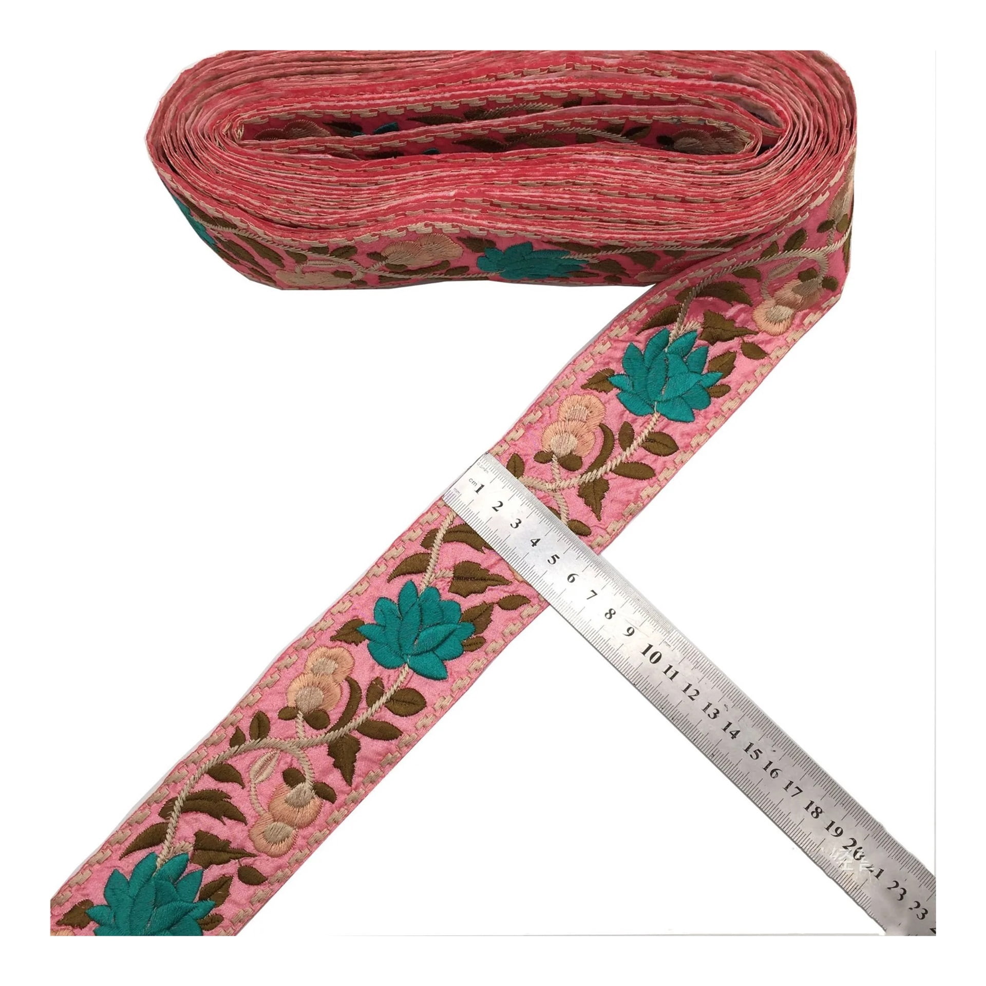 Garment Ribbon 2 Yards Embroidered Rose Lace Trim Jacquard Ribbon For Garment ...