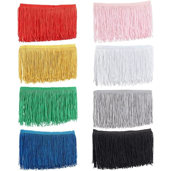 2 Yards Fringe Lace Trim Polyester Tassel Fringe Trimming 4 Inch Wide Multi-Colored Lace Trim Ribbon Fringe for Clothes Accessories Latin Dress Decoration - 8 Colors Red