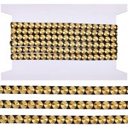 2 Yards Gold Iron-on Nailhead Trim 8mm Wide Metal Stainless Steel Hot Fix Punk Flat Round Convex Dome Decorative Applique Tack Strips