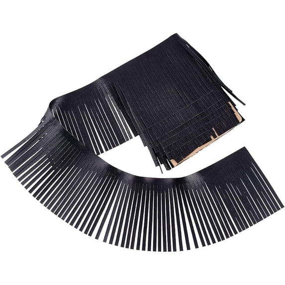 2 Yards Leather Fringe Trim 4 Inch PU Leather Tassels Black Tassel Trim DIY Dance Skirt Tassel Fringe Wrap Cover for Keychain Clothes Dress DIY Lamp Shade Bag Sewing Craft Embellishment