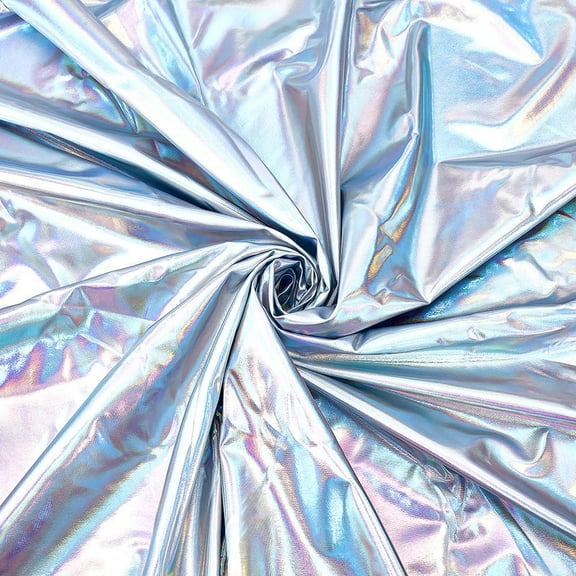 2 Yards Metallic Foil Stretch Fabric Gainsboro Hologram Sewing Fabric 63 Inches Wide Mirror Reflective Vinyl