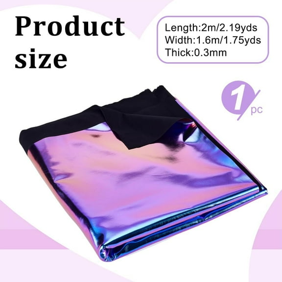 2 Yards Metallic Foil Stretch Fabric Medium Purple Hologram Sewing Fabric 63 Inches Wide Mirror Reflective Vinyl for DIY Textile Dancewear Costumes Garment Accessories