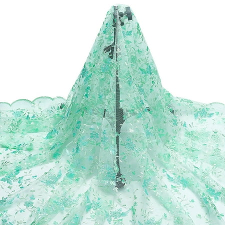 2 Yards Polyester Gauze Embroidery Fabric Clothing Accessories Aquamarine 130x0.05cm
