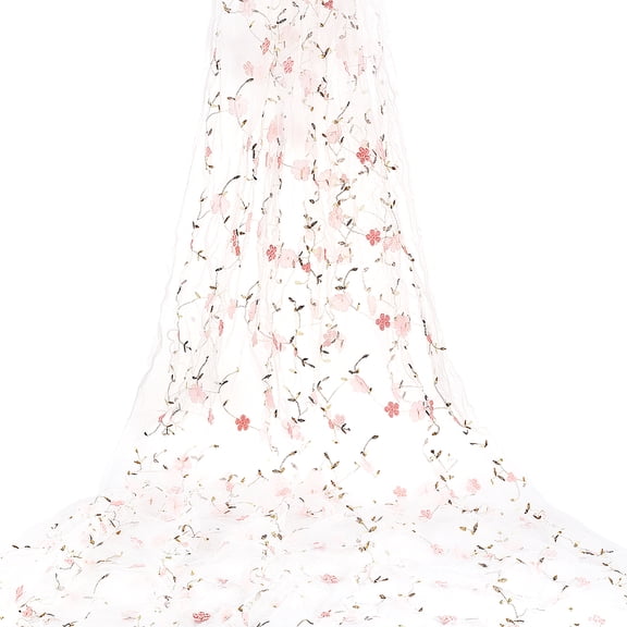 2 Yards Polyester Lace Fabric Clothing Accessories Flower Pattern Pink 1300x0.5mm