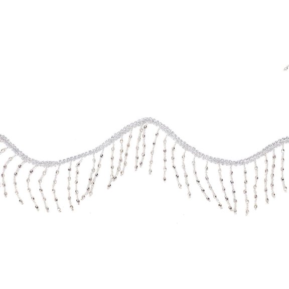 2 Yards Polyester with Plastic Beads Tassel Ribbons Fringe Trimming Gold Webbing Ribbon with 1Pc Thread Bobbins White Cards Silver Creation