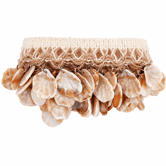 2 Yards Shell Fringe Lace Ribbon, Bohemian Woven Trim with Tassels for DIY Craft, Clothing and Curtain Decor
