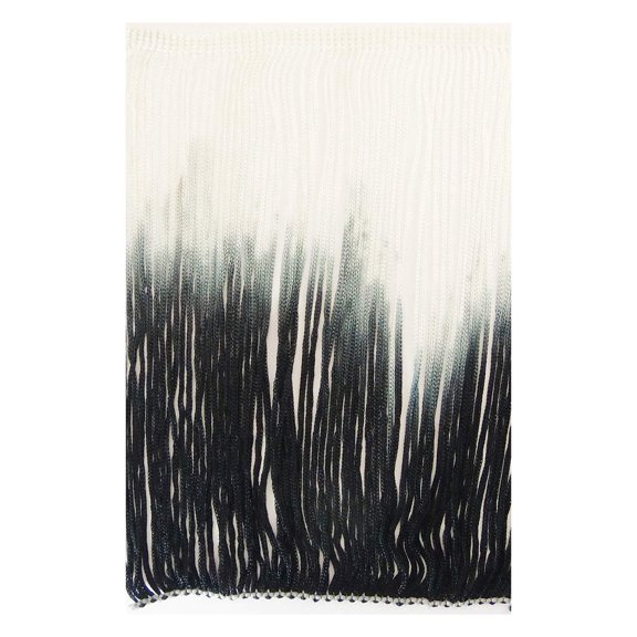 2 Yards Tie-Dye Ombre Multicolor Chainette Thread Yarn Tonal Loop Fringe- 7" Long -Sewing Quilting Renaissance Dance Hawaiian Costumes Outfit Drapery -Hand Dyed- White & Black Shades