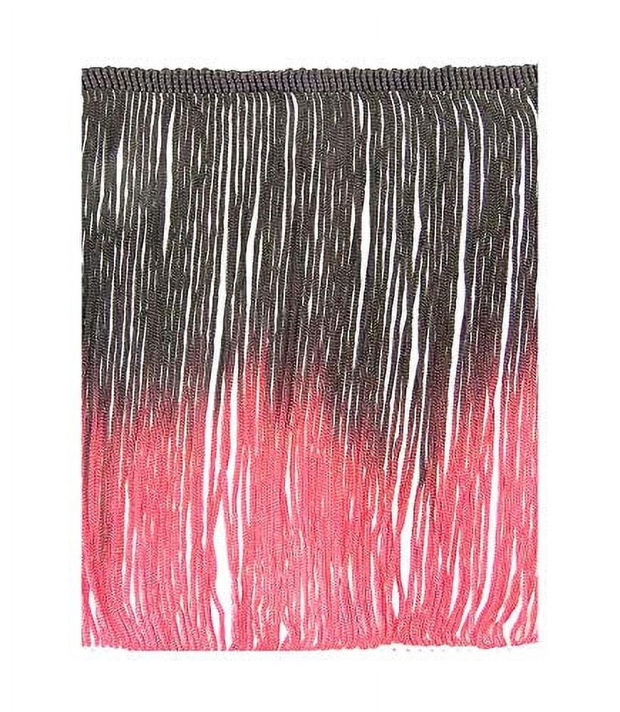 2 Yards Tie-Dye Ombre Multicolor Chainette Thread Yarn Tonal Loop Fringe- 7" Long -Sewing Quilting Renaissance Dance Hawaiian Costumes Outfit Drapery -Hand Dyed-Black & Red Shades