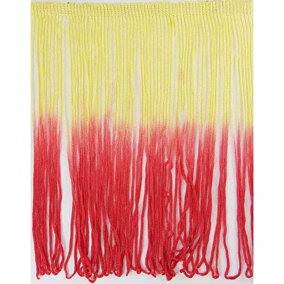 2 Yards Tie-Dye Ombre Multicolor Chainette Thread Yarn Tonal Loop Fringe- 7" Long -Sewing Quilting Renaissance Dance Hawaiian Costumes Outfit Drapery -Hand Dyed- Yellow & Red Shades