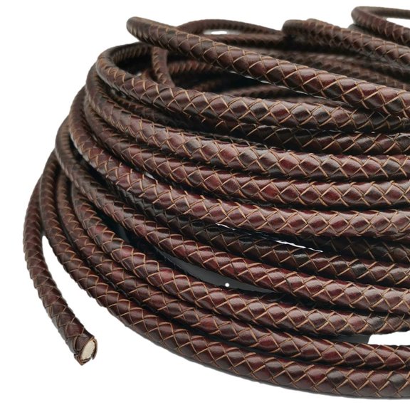 2 Yards Uncut 8mm Braided Leather Cord Round Leather Bolo Strap for Bracelet Making