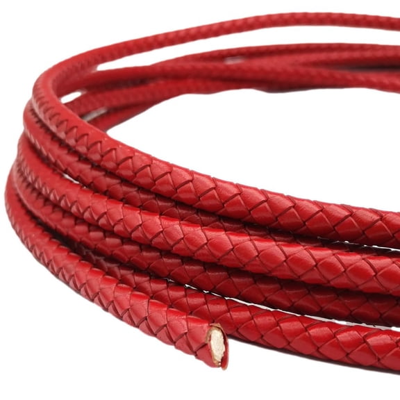 2 Yards Uncut 8mm Braided Leather Cord Round Leather Bolo Strap for Bracelet Making