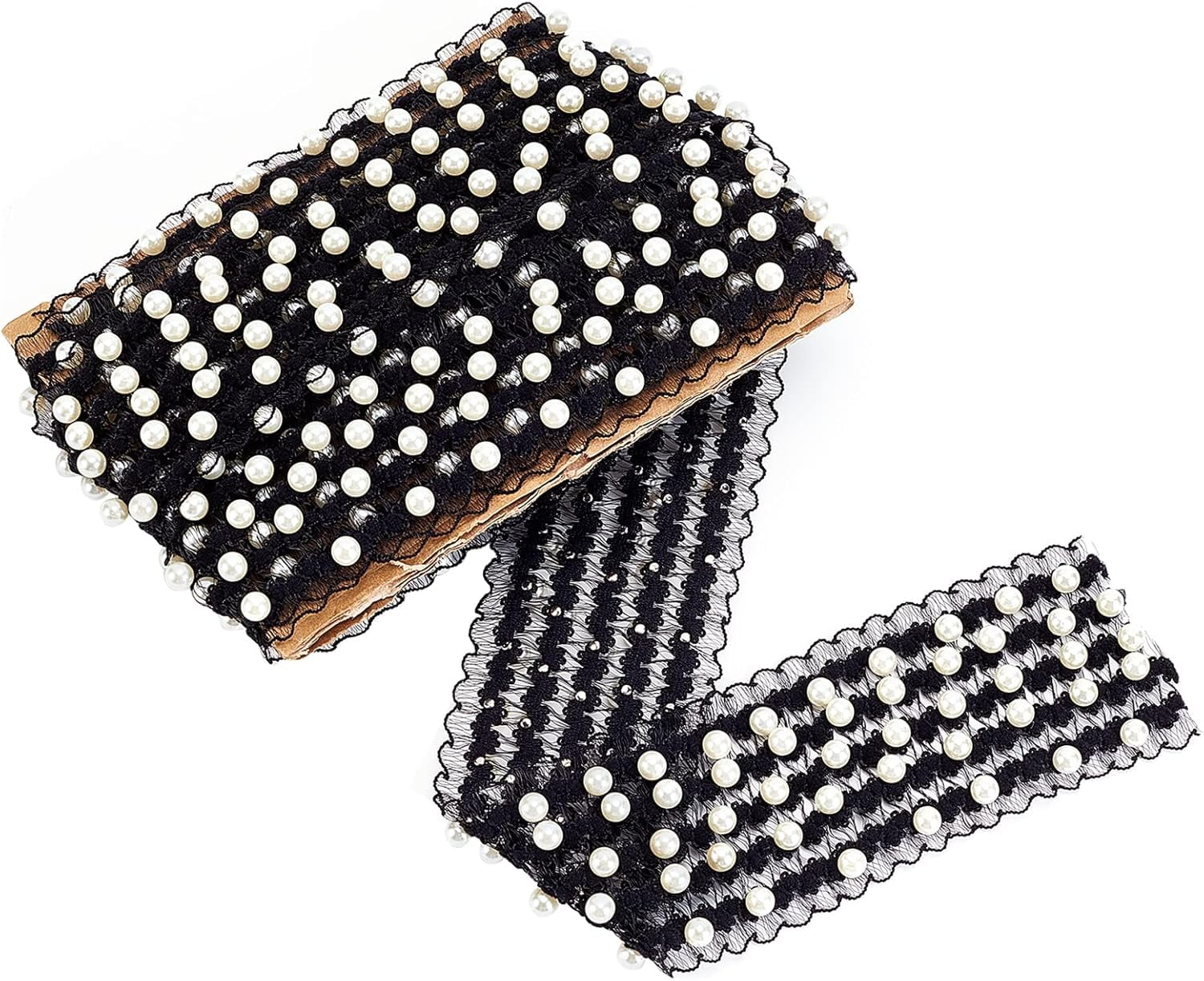 Black Fabric Pearl Trim Hair Clip Amazon.com : Iaceble Crystal Pearl Hair Claw Clip Plastic  main image 3