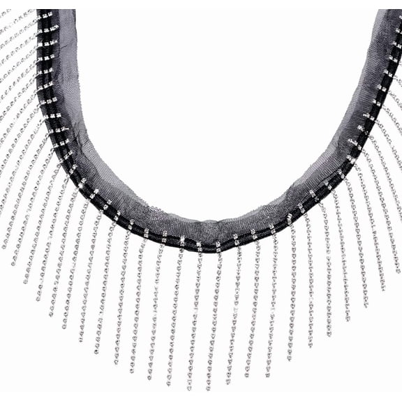 2 Yards x 3-1/2 inch Rhinestone Trim Fringe Black Sewing Trim Fringe Hanging Tassel Ribbon Chain Ribbon for Curtain Tablecloth Home Decor Dress Clothes DIY Crafting