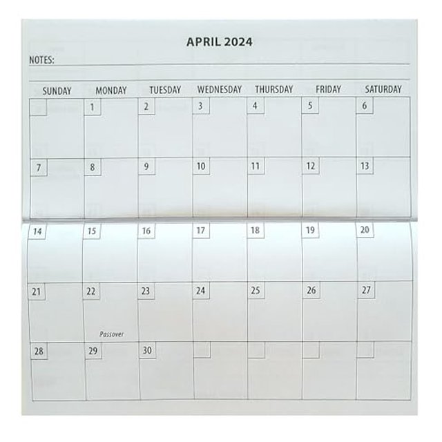 2 Year 2024 2025 Checkbook Size 3"x 6" Calendar Planner Datebook w Note