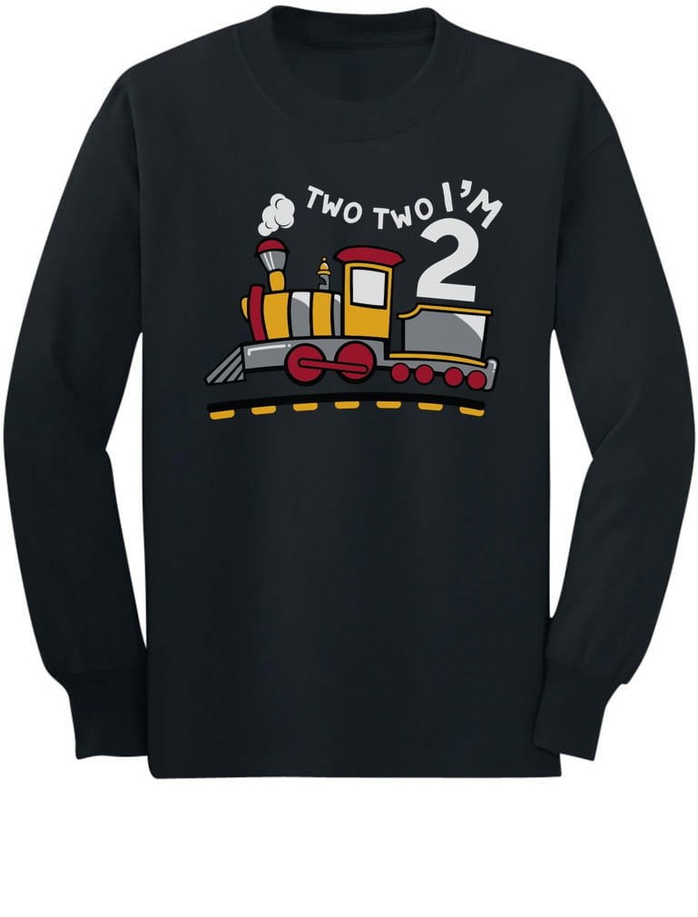 2 Year Old Boy 2nd Birthday Outfit Two Train Toddler Kids Long sleeve T