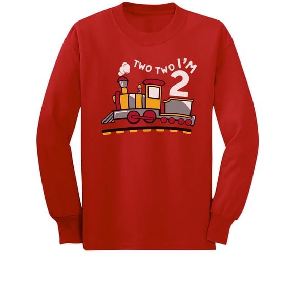 2 Year Old Boy 2nd Birthday Outfit Two Train Toddler Kids Long sleeve T-Shirt 3T Red