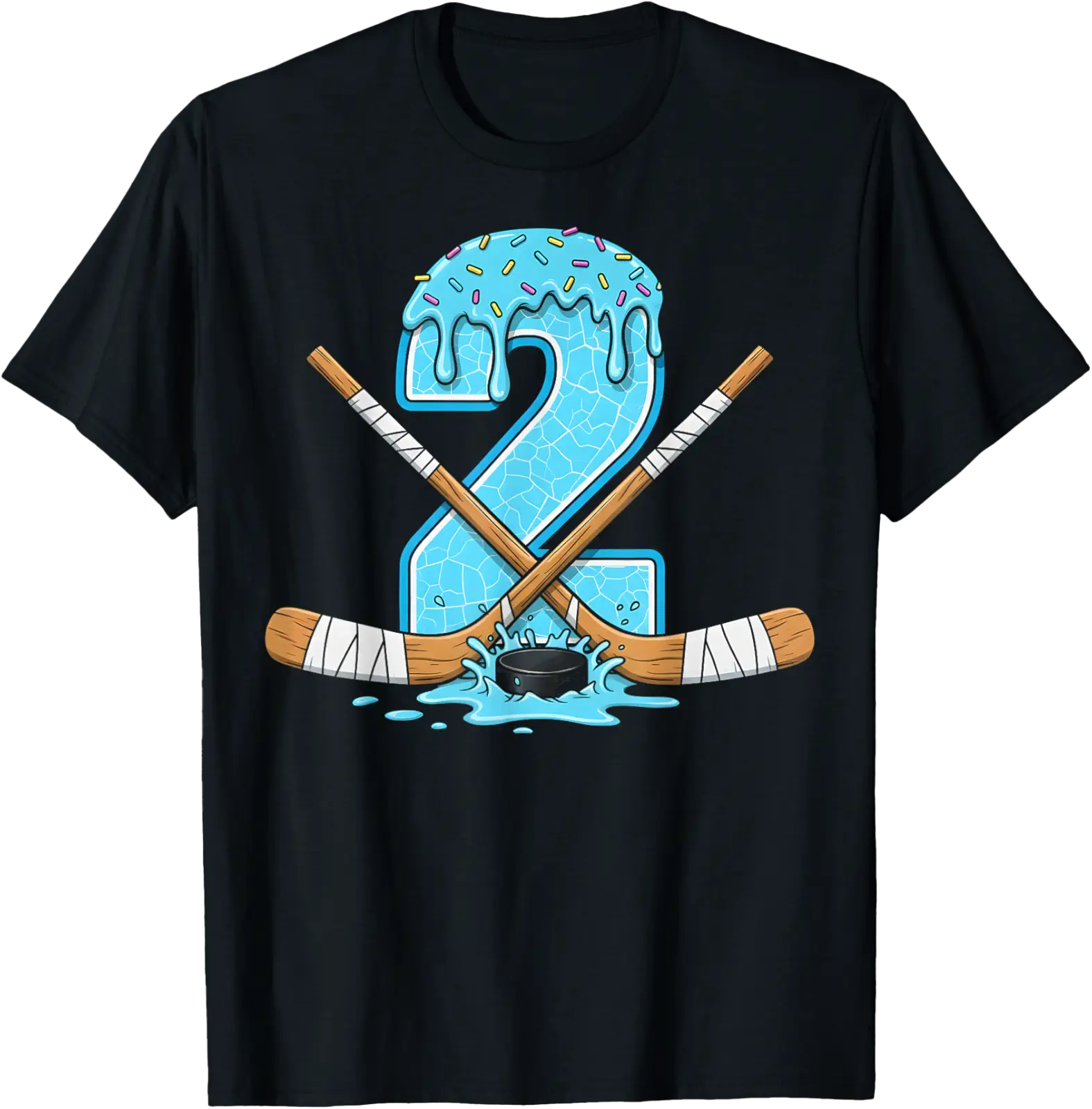 2 Year Old Hockey Ice Cream Drip Youth 2Th Birthday Boys T-Shirt All ...