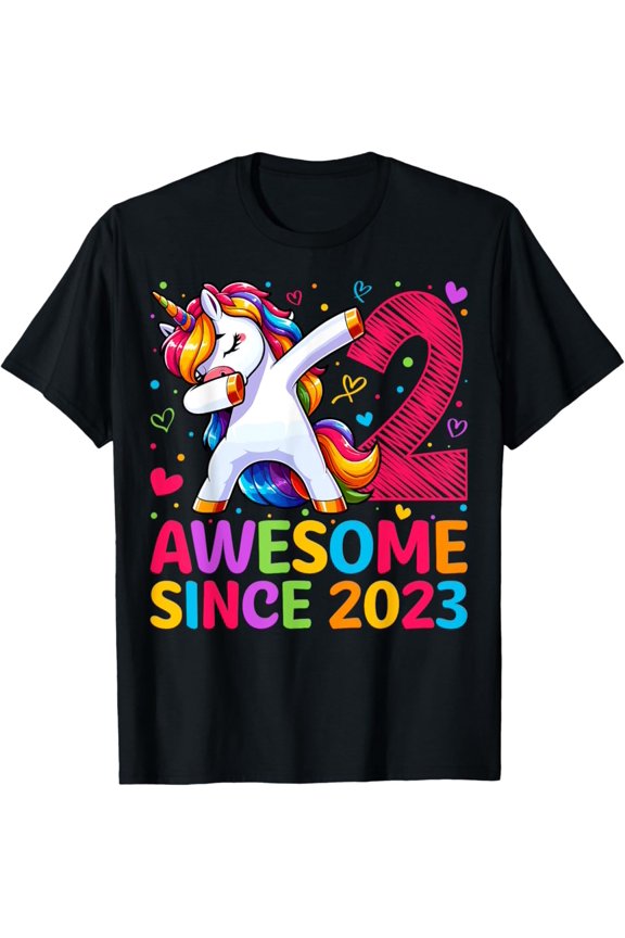 2 Year Old Unicorn Dabbing 2Nd Birthday Party Unisex T-Shirt S-5Xl - Best Birthday Gifts