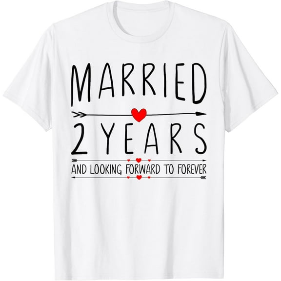 2 Years Anniversary T Shirt | Couples Gifts for Her & Him100% cotton