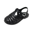 thumbnail image 1 of 2 Years Jelly Sandal Ballet Flat for Little Girls, Toddler Shoes Baby Boys Girls Cute Candy Colors Hollow Out Non-slip Soft Sole Beach Roman Sandals Black, 1 of 7