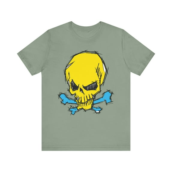 2-Yellow Skull Graphic Design Tee, Skull Shirt, Vintage Tees, Art Design T-Shirt, Vintage Graphic Tee, Art Shirts with Skulls