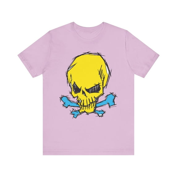 2-Yellow Skull Graphic Design Tee, Skull Shirt, Vintage Tees, Art Design T-Shirt, Vintage Graphic Tee, Art Shirts with Skulls