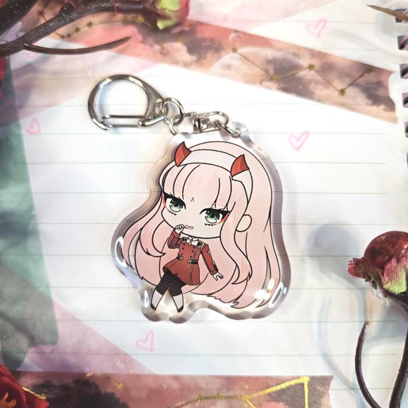 2" Zero Two School Uniform and Plugsuit keychain (1 keychain)