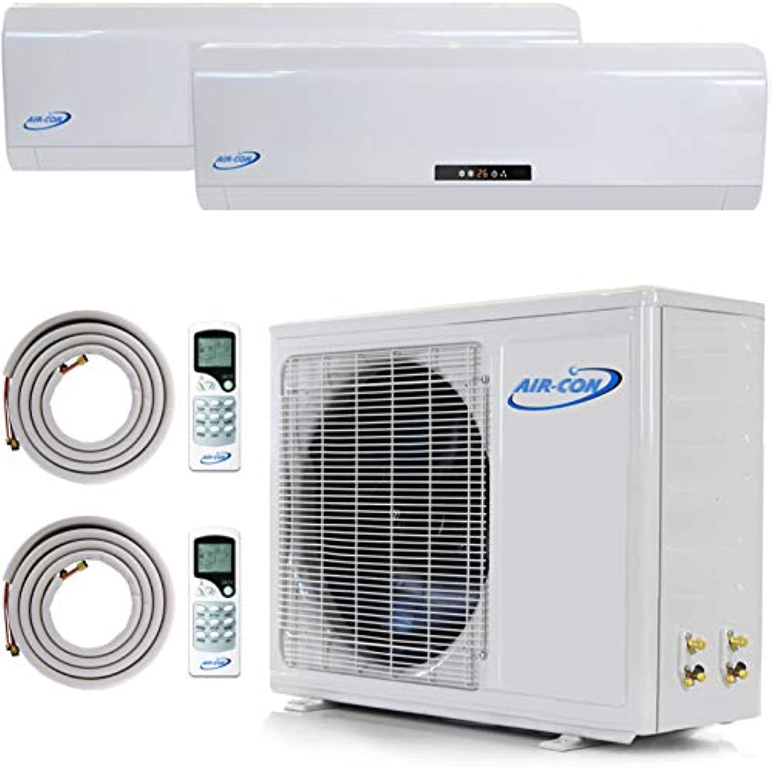 2 Zone Mini Split 12000 18000 Ductless Air Conditioner PreCharged Dual Zone Mini Split Includes