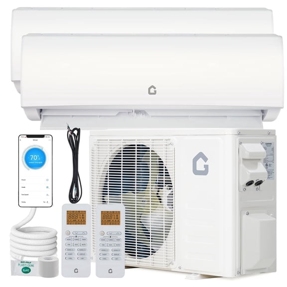 2 Zone Mini Split AC/Heating System 28000 BTU (18K+18K), 20 SEER2 Dual Zone Ductless Wall Mounted Air Conditioner with Pre-Charged Condenser, Heat Pump 16.4 Ft Line 208-230V