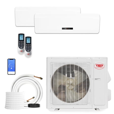 2 Zone Multi Zone Mini Split Ductless Air Conditioner Dual Zone 12000 24000 BTU 21 Seer
