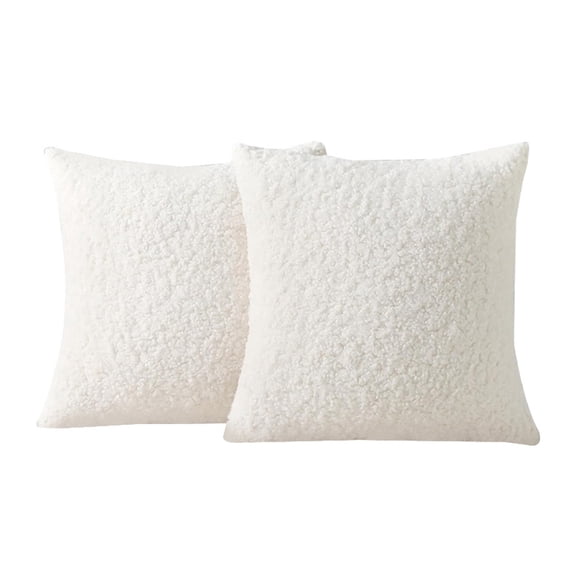 2 artificial fur pillowcases, soft pillowcases, decorative wool roll pillowcases, suitable for beds, sofas, living rooms, whitewithout pillow core