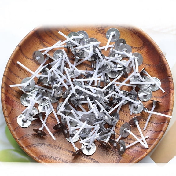 2 bag Pre-Waxed Cotton Core Wicks with Metal Sustainer Tabs for DIY Candle Making White 2.6cm