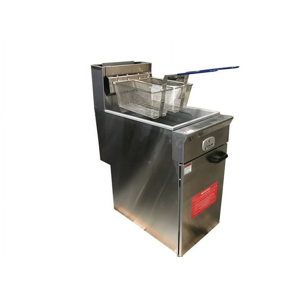 2 baskets Commercial Deep Fryer NSF 40lbs capacity, 90000 BTU/Hr, Natural Gas Stainless Steel, CD-F40