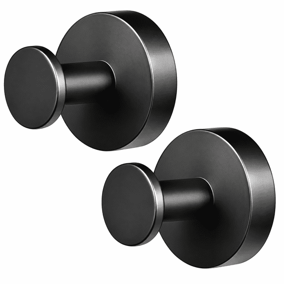 2 black suction cup hooks, no-drill and damage-free installation, suitable for bathroom, kitchen, glass and tile walls