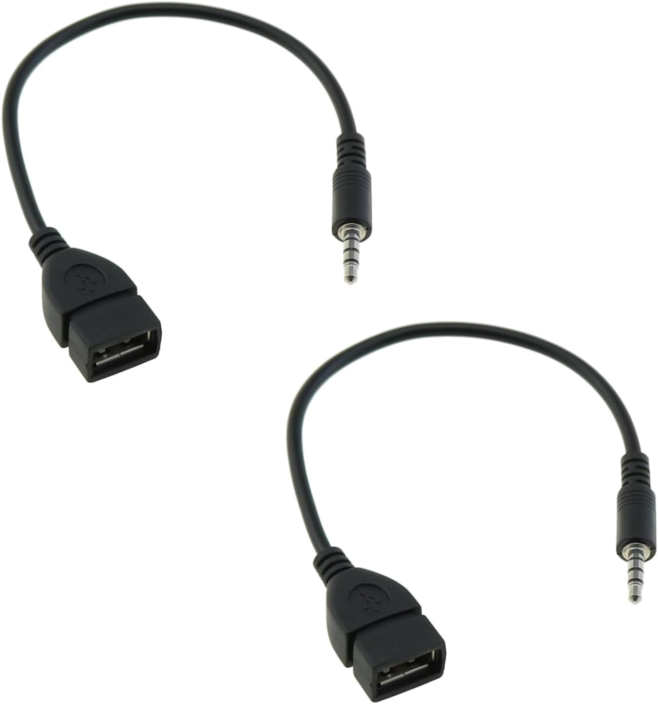 2 black to 3.5mm male plug car audio line auxiliary adapter converter ...