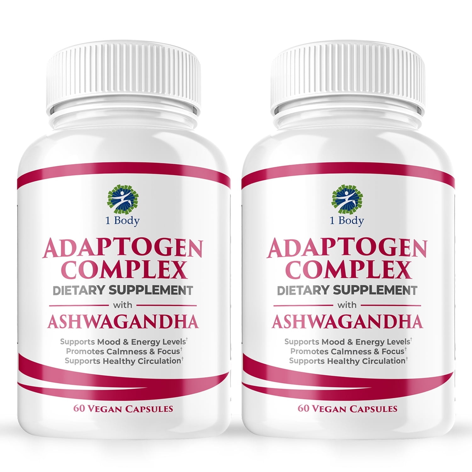 (2 bottles) 1 Body Adaptogen Complex Cortisol Manager Vegan Capsules