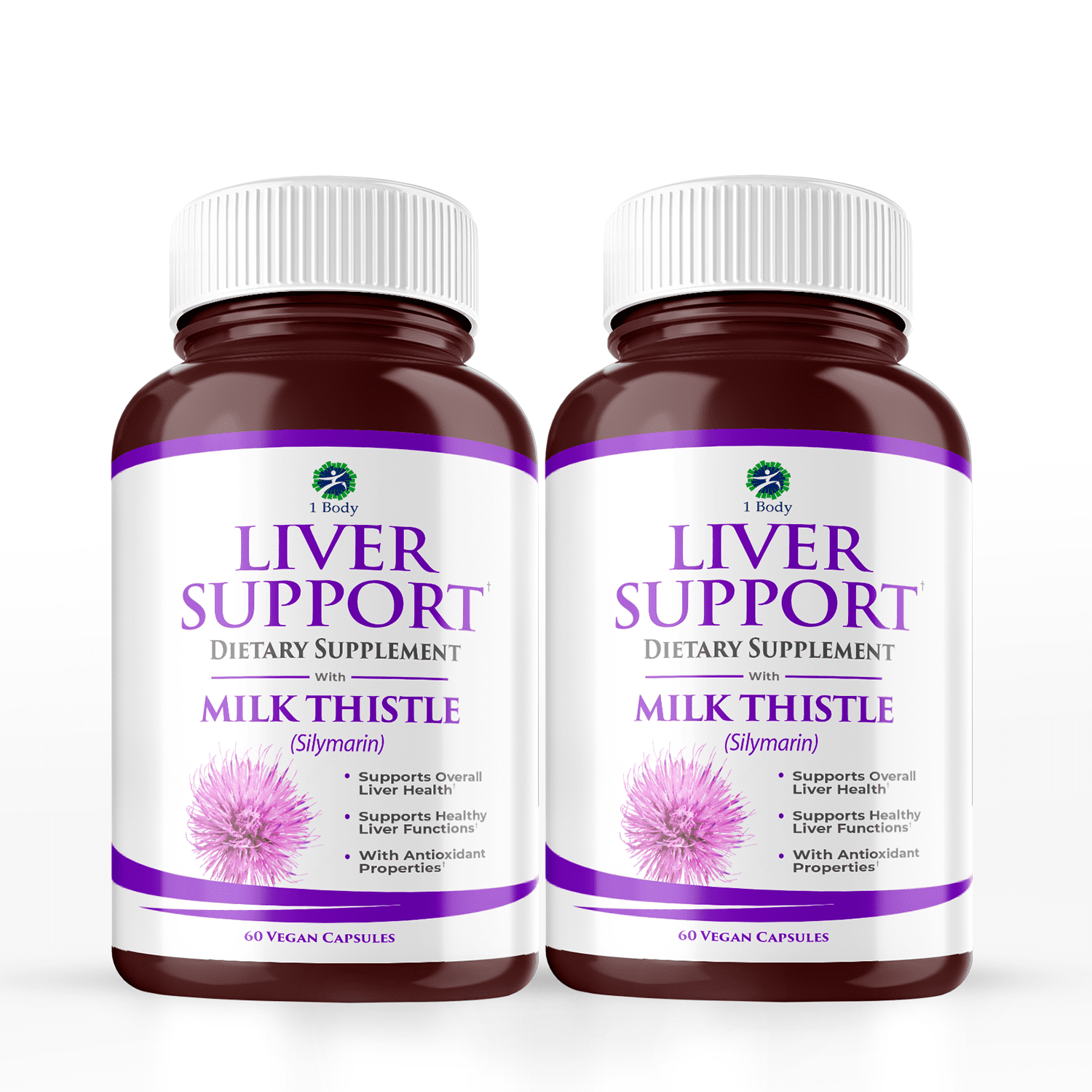 (2 bottles - 10% off) 1 Body Liver Cleanse & Support Supplement – Milk Thistle Extract (Silymarin), Turmeric Curcumin, Dandelion Root, Artichoke, Vitamin B12 & more in 2 Vegetarian C