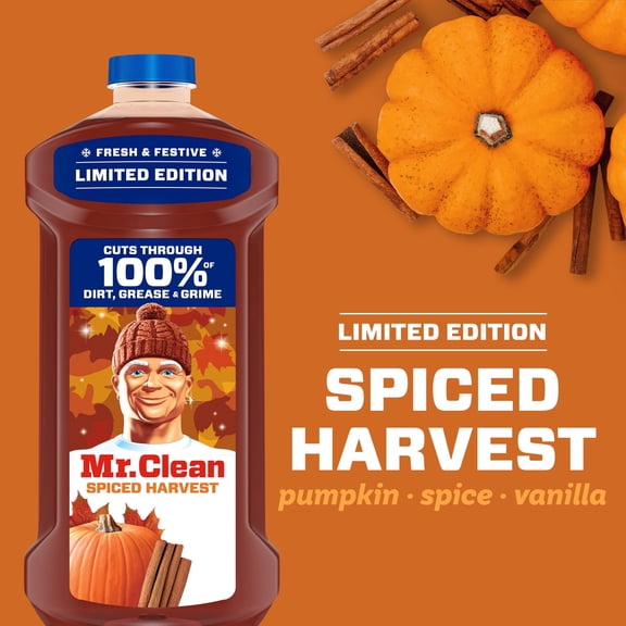 2 bottles Mr. Clean All Purpose Cleaner, Floor Cleaner, Mop Soap, Cleaning Liquid, Spiced Harvest, Pumpkin, 41 fl oz