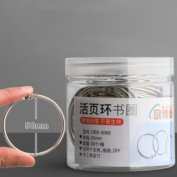2 box Stainless Steel Loose Leaf Book Binder Hinged Rings Round Rings Platinum 50mm 30pcs/box