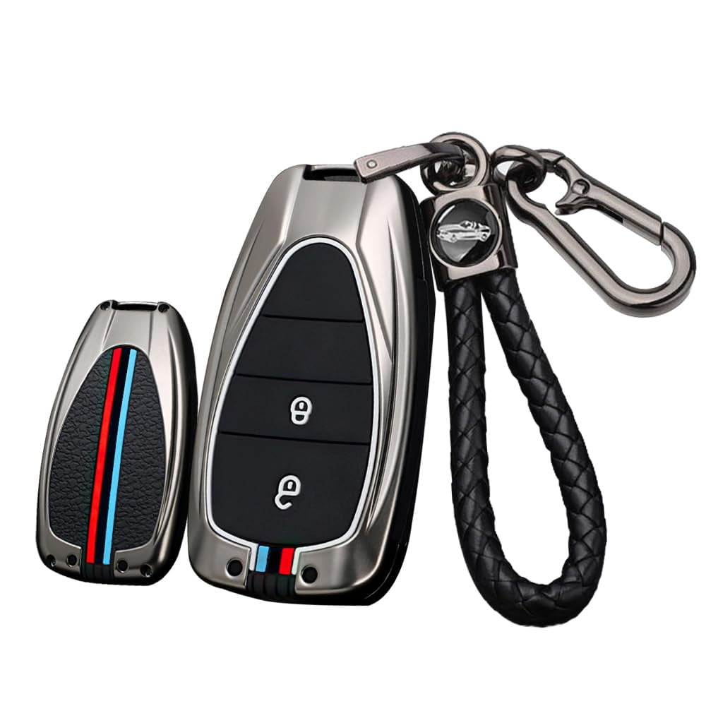 2-button Key Fob Cover Fit for Chevy Key Remote Metal Key Shell Anti-scratched Key Case Durable Car Key Holder Fit for Chevrolet Equinox Malibu Cruze Camaro Traverse Blazer Volt Bolt