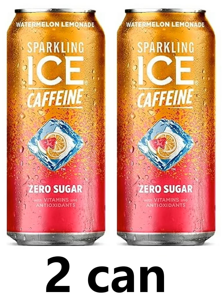 2 can Sparkling Ice +Caffeine Watermelon Lemonade Sparkling Water, Zero ...